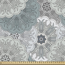 Mandala Parça Kumaş Çiçek Desenli Soğuk Tonlarda Tasarım