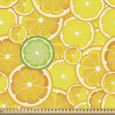 Limon Parça Kumaş Dilimlenmiş Meyve Deseni