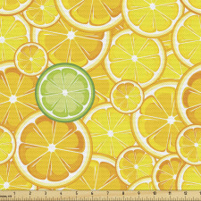 Limon Parça Kumaş Dilimlenmiş Meyve Deseni