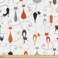 Hayvan Deseni Parça Kumaş Kedi Eğlenceli Desenli
