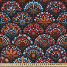 Çiçekli Parça Kumaş Dairesel Mozaik Desenli