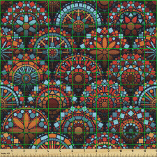 Çiçekli Parça Kumaş Dairesel Mozaik Desenli