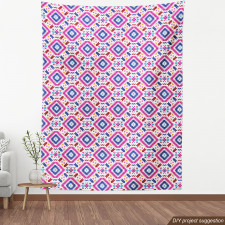 Geometrik Parça Kumaş Mavi Kilim Desenli