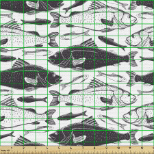 Siyah Beyaz Parça Kumaş Dekoratif Balık Desenli