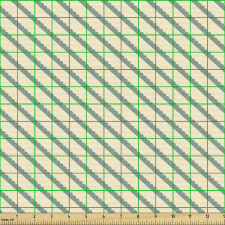 Geometrik Parça Kumaş Yeşil Çizgili Desenli