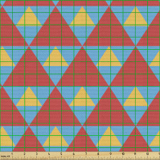 Geometrik Parça Kumaş Kırmızı Üçgen Desenli