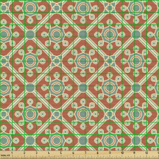 Soyut Parça Kumaş Turkuaz Çiçek Desenli Geometrik Formlar