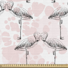 Hayvan Parça Kumaş Flamingo Çifti Desenli