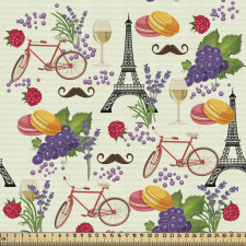 Paris Parça Kumaş Eyfel ve Üzüm Desenli