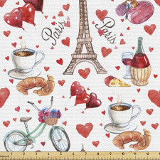 Fransa Parça Kumaş Paris Aşkı Desenli
