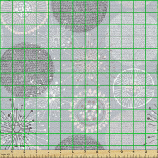 Geometrik Parça Kumaş Gri Beyaz Daireler