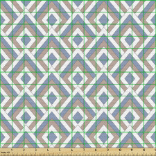 Geometrik Parça Kumaş Mavi Kahve Dörtgenler