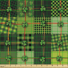 İrlanda Parça Kumaş Kültürel Soyut Yeşil Yonca Desenli