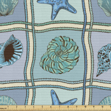 Soyut Parça Kumaş Mavi Deniz Canlıları