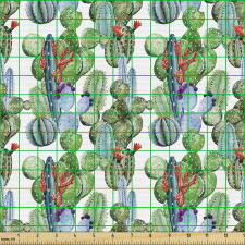 Sukkulent Parça Kumaş Yeşil ve Mavi Kaktüs