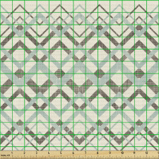 Geometrik Parça Kumaş Kahve Mavi Zikzaklı