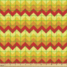Çizgili Parça Kumaş Sarı Kırmızı Zikzaklı