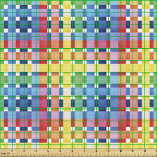 Çizgili Parça Kumaş Rengarenk Kareli