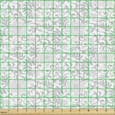 Çiçekli Parça Kumaş Gri Beyaz Çiçekli