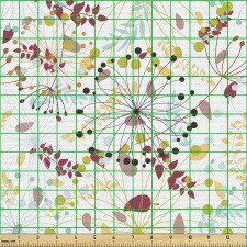 Floral Parça Kumaş Beyaz Fon Üzerinde Rengarenk Yapraklı Desen