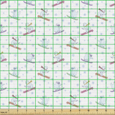 Kutup Ayısı Parça Kumaş Kayak Yapan Sevimli Hayvanlar Örüntüsü