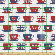 Çay Partisi Parça Kumaş İngiltere Bayrağı Desenli Fincanlar