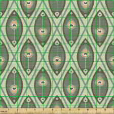 Geometrik Parça Kumaş Tavus Kuşu Tüy Desenli Şık İllüstrasyon