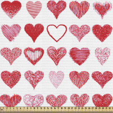 Aşk Parça Kumaş El Çizimi Karalama Detaylı Minik Kalp Figürleri
