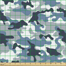 Asker Parça Kumaş Mavi Tonlu Kamuflaj Desenli İllüstrasyon