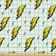 Retro Parça Kumaş Kareli Zeminde Şimşek Çizimli İllüstrasyon
