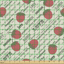 Çilek Parça Kumaş Benekli Sağlıklı Meyve ve Pozitif Yazılar
