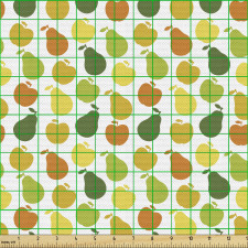 Elma ve Armut Parça Kumaş Doğal Saplı Sağlıklı Meyveler Desen