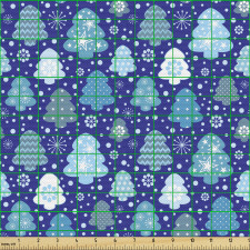 Kış Parça Kumaş Noel Temalı Çam Ağacı İçinde Kar Tanecikleri