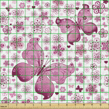 Doğa Parça Kumaş Çiçekli Zeminle Kanatları Şekilli Kelebekler
