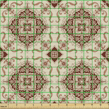 Geometrik Parça Kumaş Oryantal Damasko Desenli Kompozisyon