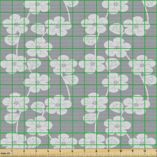 Geometrik Parça Kumaş Pastel Tonlu Zeminde Şık Bahar Çiçekleri