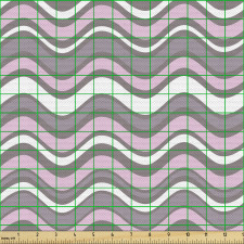 Geometrik Parça Kumaş Yatay Dalgalı Şeritlerden Oluşan Görsel