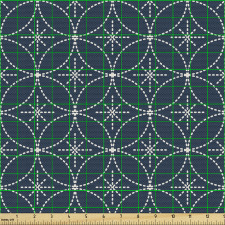 Geometrik Parça Kumaş Noktalı Yuvarlak ve Çiçek Çizimli Görsel