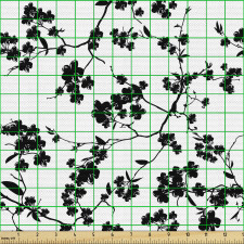 Botanik Parça Kumaş Karmaşık Dallar ve Yaprakları Tekrarlı