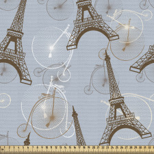 Eyfel Kulesi Parça Kumaş Parisin Simgesi ve Bisikletler