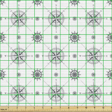 Denizci Parça Kumaş Yön Gösteren Pusula ve Dümen Tekrarlı Model