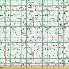 Hayvan Parça Kumaş Oyun Oynayan Basit Kedi Çizimli Çalışma 