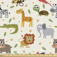 Hayvanlar Parça Kumaş Sevimli Orman Canlıları Karikatür Desen