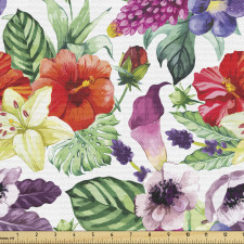 Botanik Parça Kumaş Baharın Canlı Renkleri Kompozisyonu Çiçek