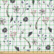 Botanik Parça Kumaş Zarif Sade Stil Baharın Yapraklı Çiçekleri