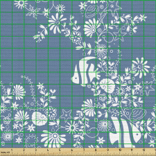 Deniz Parça Kumaş Çizgili Balıklar ve Çiçekli Süslemeler Model