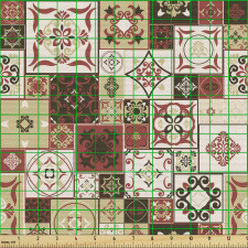 Etnik Parça Kumaş Geometrik Şekiller İçinde Kültürel Figürler