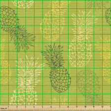 Botanik Parça Kumaş Uyumlu Renk Tonlarıyla Soluk Ananaslar 