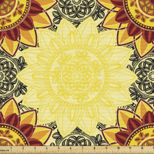 Mandala Parça Kumaş Güneş Çiçekleri Geometrik Desen 