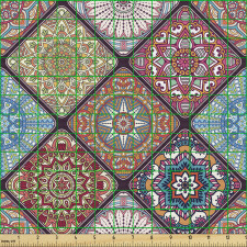 Mandala Parça Kumaş Çapraz Çizgiler Arasında Özel Süslemeler